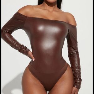 Brown off shoulder bodysuit